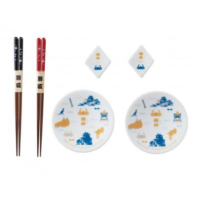 ふるさと納税 多治見市 [美濃焼]日本旅和膳 豆皿2枚&amp;箸置2個&amp;箸2膳セット『福井』