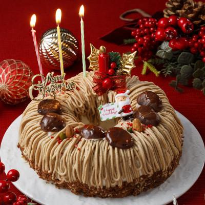 ふるさと納税 高松市 ラ・ファミーユ Xmas渋皮栗と和三盆のリースモンブラン6号 直径18cm×高さ約5cm