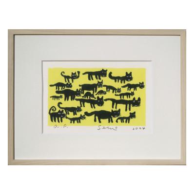 ふるさと納税 松田町 田島征三のシルクスクリーン版画 「ネコまみれ」