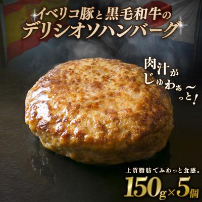 ふるさと納税 八幡市 イベリコ豚と黒毛和牛のデリシオソハンバーグ 150g×5個