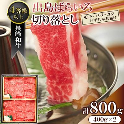 ふるさと納税 佐々町 長崎和牛・出島ばらいろ 切り落とし(モモ、バラ、カタのいずれか)400g×2(4等級以上)(佐々町)