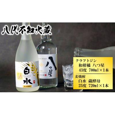 ふるさと納税 八代市 八代不知火蔵 白水 蔵酵母 720ml 1本・八つ星 和柑橘 クラフトジン 43度 700ml 1本