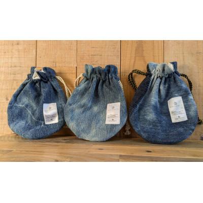 ふるさと納税 川棚町 upcycle デニム 巾着 小物入れ(3個組)
