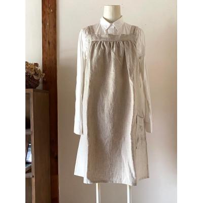 ふるさと納税 奈良市 [Fu-raのリネンエプロン]ギャザーエプロン(生成り)