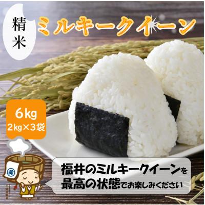 ふるさと納税 あわら市 【令和7年産】ミルキークイーン 精米 2kg×3袋《お米マイスターが発送直前に精米!》 | 