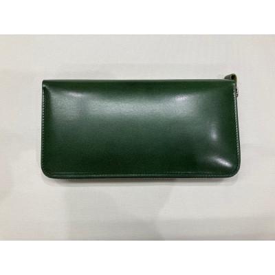 ふるさと納税 忠岡町 本ヌメ皮ラウンド財布 モスグリーン