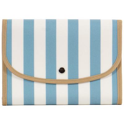 ふるさと納税 島原市 マルチケース(ジャバラタイプ)ブロックストライプ サックスブルー Lサイズ