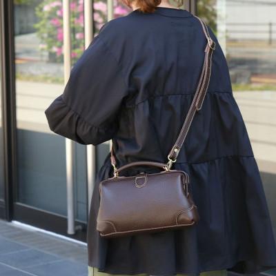 ふるさと納税 福岡市 口枠ショルダーバッグ[チョコ][福岡市内製造] YK008VC02