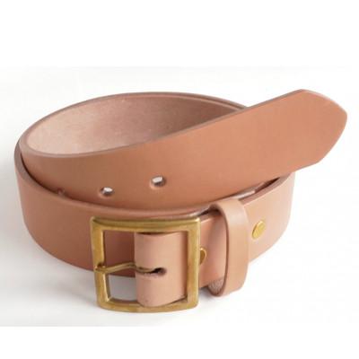 ふるさと納税 真庭市 E STREET LEATHER グレージングベンズ 4cm幅極厚レザーベルト ナチュラル42インチ