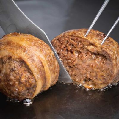 ふるさと納税 近江八幡市 カネ吉山本の近江牛包みハンバーグ6個(デミグラスソース・ポン酢ソース付き)