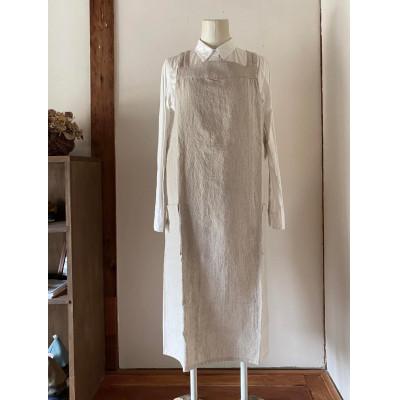 ふるさと納税 奈良市 [Fu-raのリネンエプロン]おとな丈エプロン(生成り)