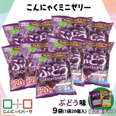 ふるさと納税 甘楽町 こんにゃくパーク「お得用こんにゃくミニゼリー (ぶどう味)」20個入×9袋