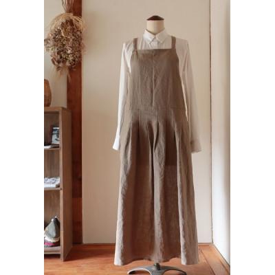 ふるさと納税 奈良市 [Fu-raのリネンエプロン]MARON(モカ)