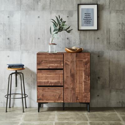 ふるさと納税 大川市 キャビネット 幅80cm 高さ89cm 奥行33cm ブラウン[フィスバ 80 ドア引出]