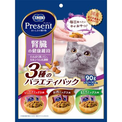 ふるさと納税 袋井市 [キャットフード]日本ペットフード コンボプレゼント猫おやつ 腎臓健康3種バラエティP 90g×15