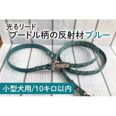 ふるさと納税 阿見町 [小型犬用10kgまで]光るリード プードル柄の反射材(ブルー)(40-11)
