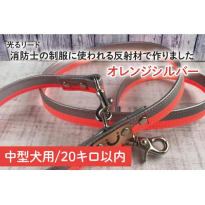 ふるさと納税 阿見町 [中型犬用20kgまで]光るリード消防士の制服に使われる反射材(オレンジシルバー)(40-15)