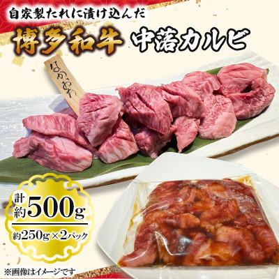 ふるさと納税 北九州市 自家製たれ漬けに漬け込んだ博多和牛中落カルビ500g(250g×2パック)(北九州市)
