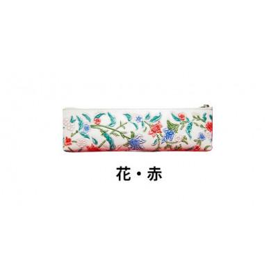 ふるさと納税 姫路市 [53657070]姫路革細工 ペンケース「花・赤」
