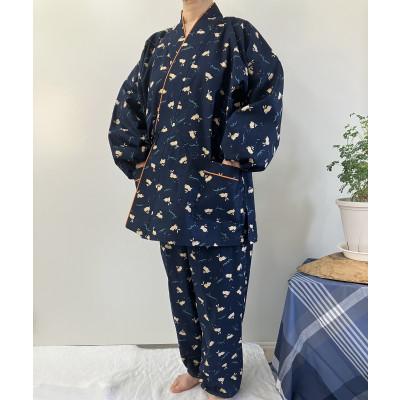 ふるさと納税 田原本町 日本の伝統婦人作務衣 飛びうさぎ文様