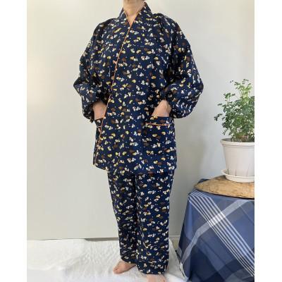 ふるさと納税 田原本町 日本の伝統婦人作務衣 民芸調 ねこ柄文様