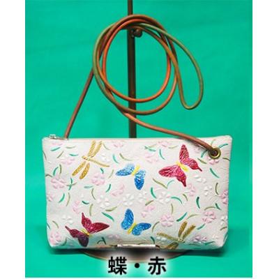 ふるさと納税 姫路市 [53657098]姫路革細工 ポシェット「蝶・赤」