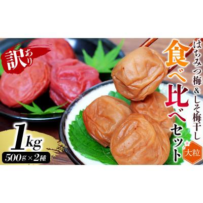 ふるさと納税 すさみ町 訳あり無選別紀州南高梅食べ比べセット1kg(はちみつ梅500g・しそ漬梅500g)