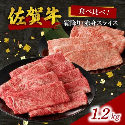 ふるさと納税 玄海町 中山牧場 佐賀牛霜降り・赤身スライス食べ比べセット 1.2kg[C077]