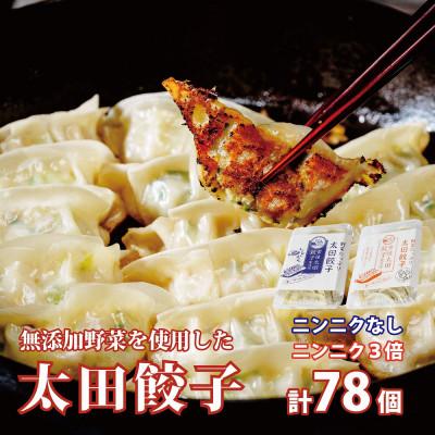 ふるさと納税 常陸太田市 無添加野菜を使用したなごみ家 冷凍生餃子78個(にんにく不使用&amp;にんにく3倍13個入り×各3パック)