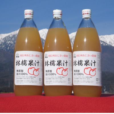 ふるさと納税 飯島町 [南信州あじさい農園]林檎果汁(無添加りんごジュース) 3本入り