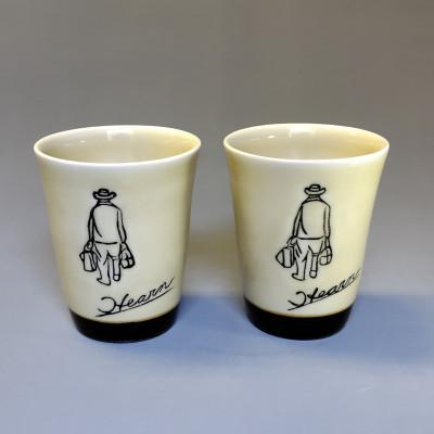 ふるさと納税 松江市 [出雲本宮焼高橋幸治窯]フリーカップ 2客セット『小泉八雲』