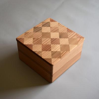 ふるさと納税 山武市 山武杉の重箱 市松 2段 6.5寸