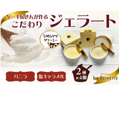 ふるさと納税 豊明市 愛知県豊明市製造ジェラート8個入り(濃厚バニラジェラート&amp;塩キャラメルジェラート 90ml×各4個)