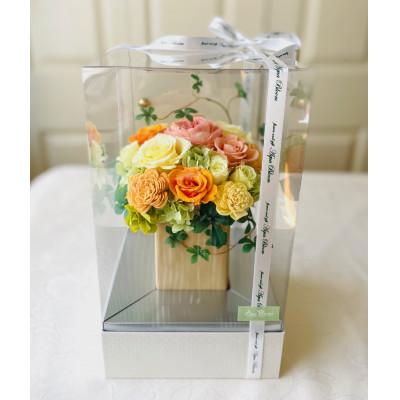 ふるさと納税 つくば市 トールボックス・オレンジ (プリザーブドフラワー)