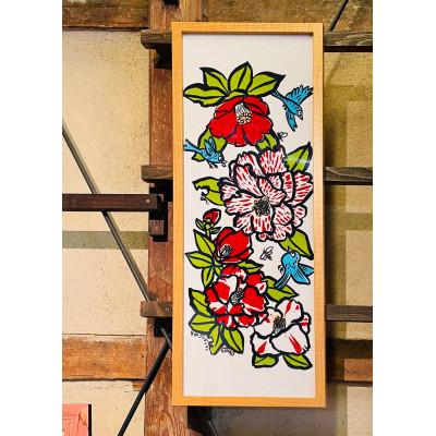 ふるさと納税 竹田市 椿と小鳥の手ぬぐい