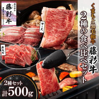 ふるさと納税 山鹿市 くまもと黒毛和牛「藤彩牛」2種の食べ比べセット計500g