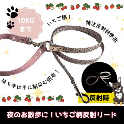 ふるさと納税 阿見町 [小型犬用10キロまで]犬用光るリード いちご柄の反射材で作りました(40-25)