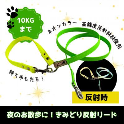 ふるさと納税 阿見町 [小型犬用10キロまで]光るリード ネオンカラー反射材(黄緑)持ち手まで反射材(40-27)