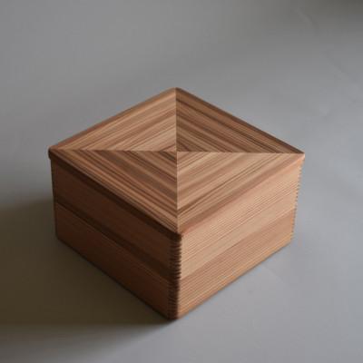 ふるさと納税 山武市 山武杉の重箱 縞 2段 6.5寸