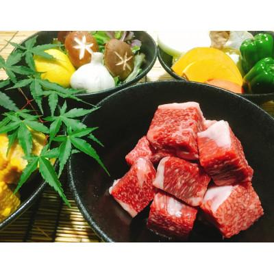 ふるさと納税 高島市 冷凍配送 実生庵の黒毛和牛近江牛 歯ごたえMAX ひとくち角切りステーキ 500g