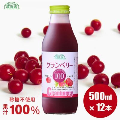 ふるさと納税 松川町 順造選 クランベリージュース 果汁100% 500ml×12本