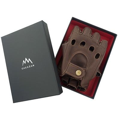 ふるさと納税 さぬき市 CACAZAN ドライビンググローブ ハーフフィンガー 茶 サイズSS 1双