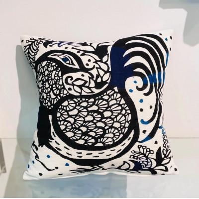 ふるさと納税 竹田市 藍と型染のクッション[鳥]