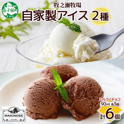 ふるさと納税 弟子屈町 牧之瀬牧場 自家製アイス2種(濃厚ミルク&amp;チョコ) 計6個 3224