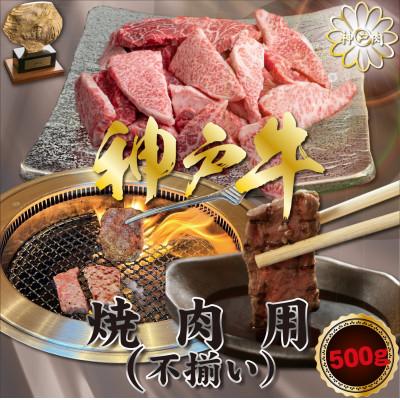 ふるさと納税 川西市 神戸牛(神戸ビーフ) 焼肉用(不揃い) 500g