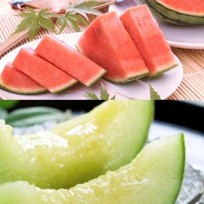 ふるさと納税 北栄町 極上小玉スイカと旬のメロン2玉セット