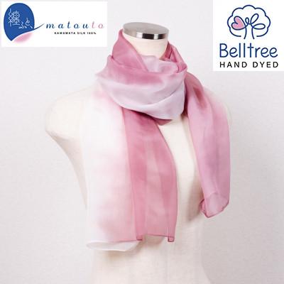 ふるさと納税 川俣町 川俣シルクストール楊柳 纏ふと、 茜グラデーション