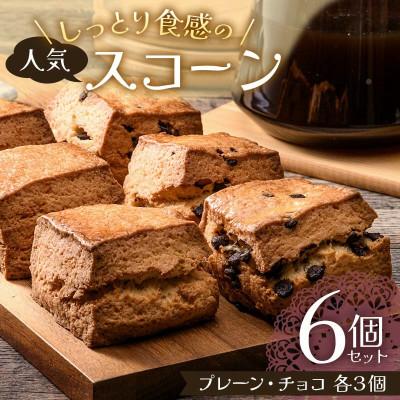 ふるさと納税 矢吹町 天然酵母を練り込み、国産小麦を使用!こだわりの人気スコーン6個セット(プレーン・チョコ各3個)