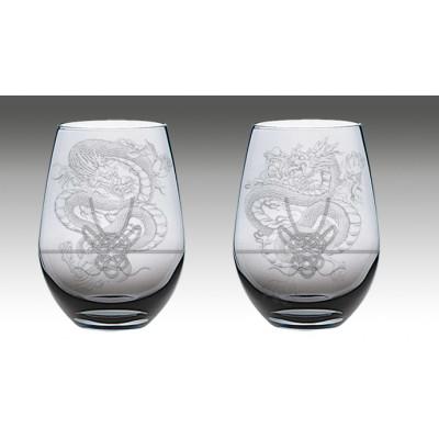 ふるさと納税 多治見市 グラスに生命を宿す サンドブラスト×画家[木全靖陛]×龍 阿吽龍-黒龍- / 片岡ケース製作所