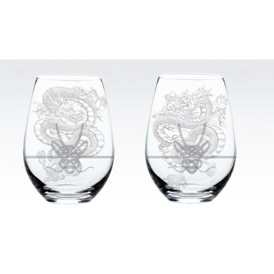 ふるさと納税 多治見市 グラスに生命を宿す サンドブラスト×画家[木全靖陛]×龍 阿吽龍-白龍- / 片岡ケース製作所